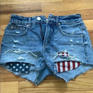 American flag jean shorts